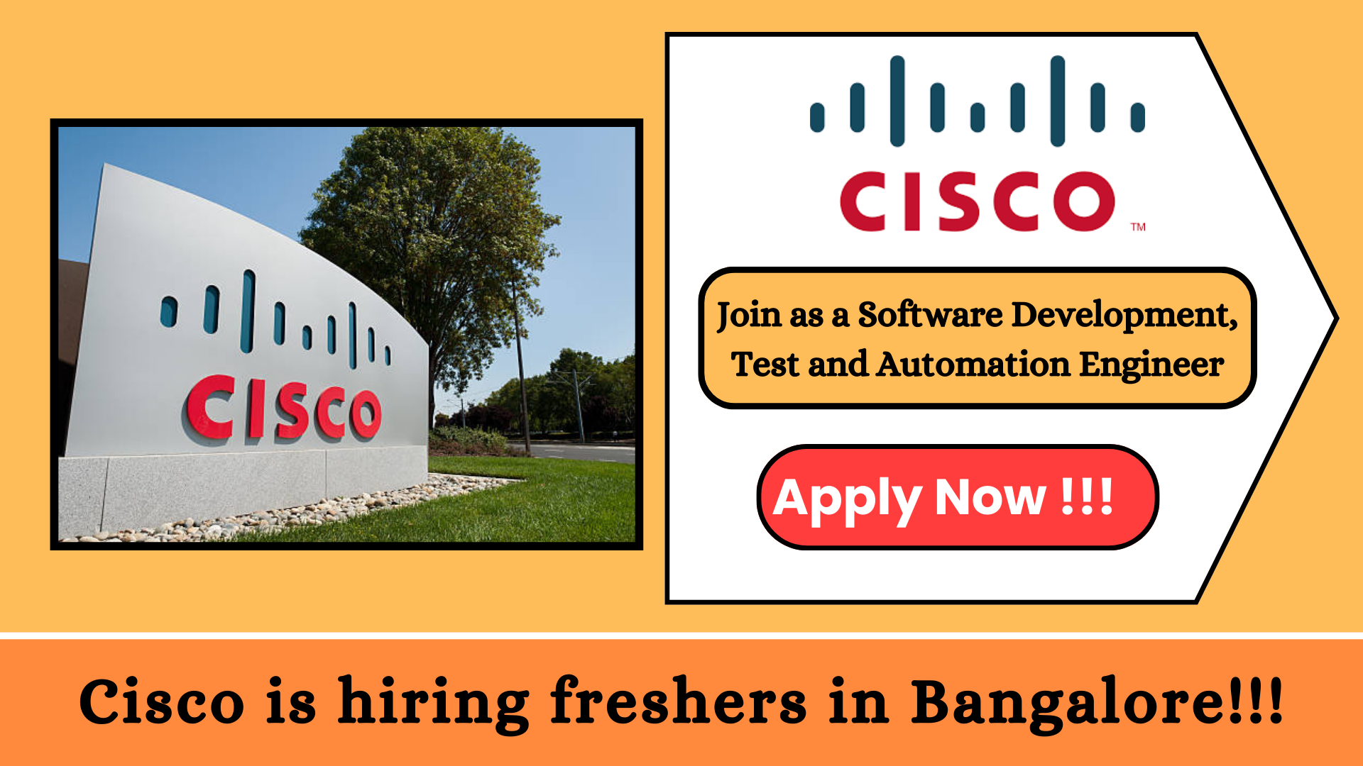 Cisco hiring freshers in Bangalore as Software Development