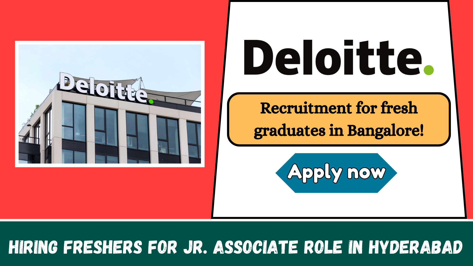 Deloitte Hiring Freshers for Jr. Associate role in Hyderabad